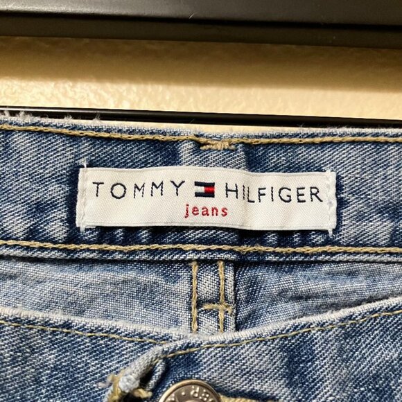 Vintage Y2K Tommy Hilfiger Women's Blue Boot Cut Logo Pocket Pants Jeans Size 6 - Picture 4 of 6